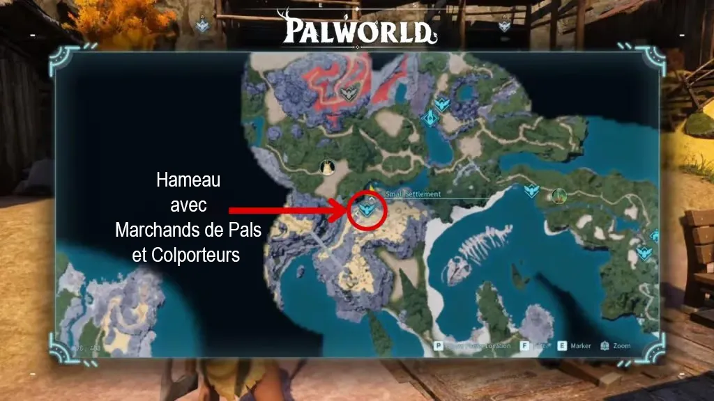 Hamlet location with Merchants in Palworld