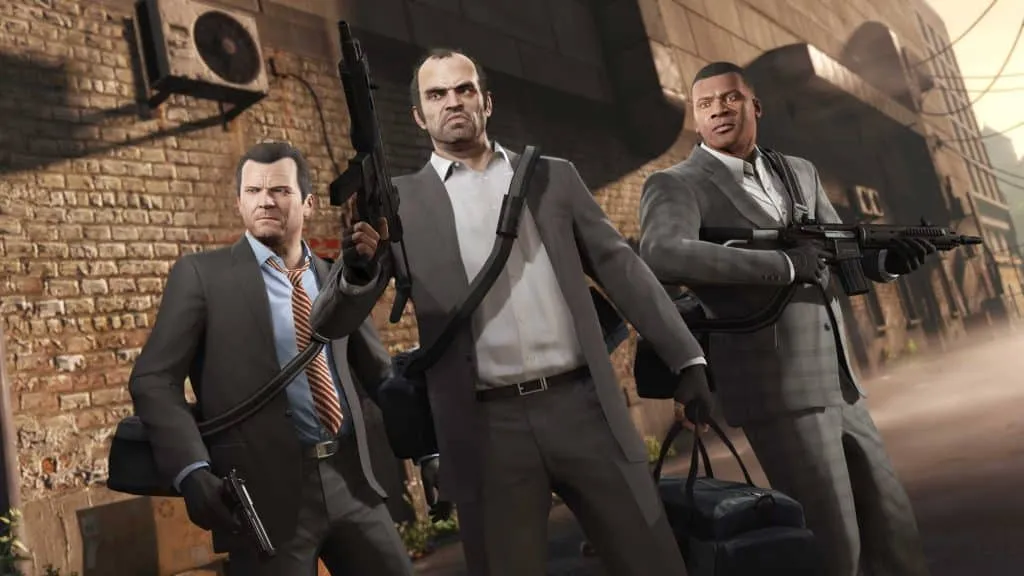 The characters Michael, Trevor and Franklin from GTA 5