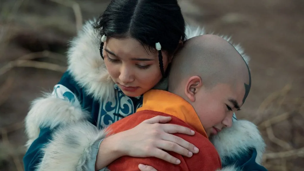 katara aang hug avatar the last airbender