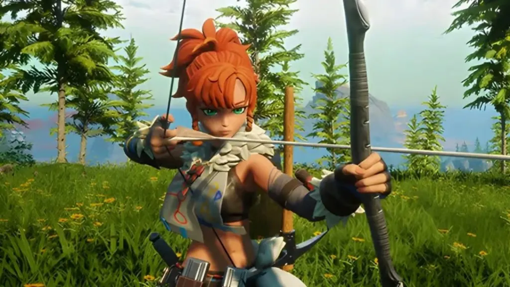 Female player with a bow in Palworld