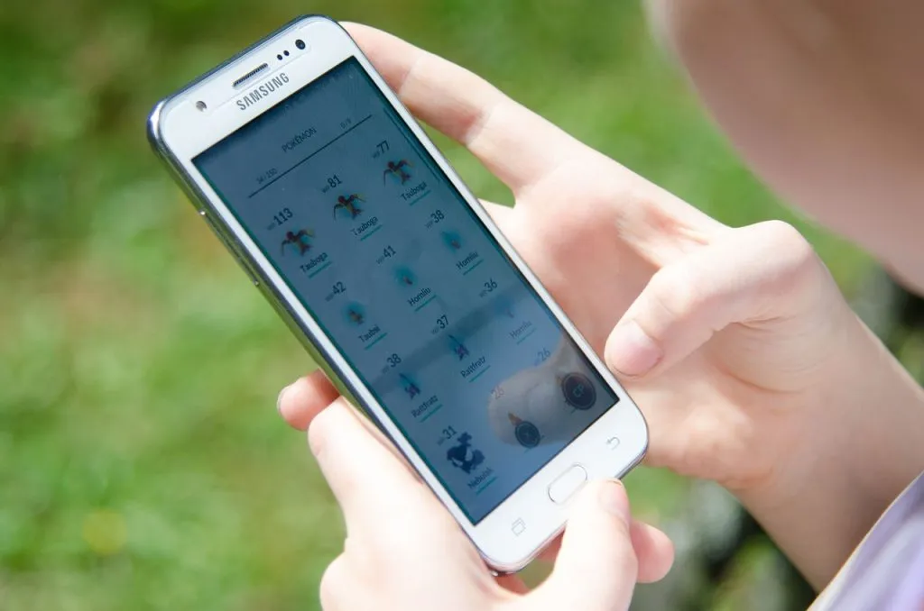 Smartphone with the Pokémon Go application