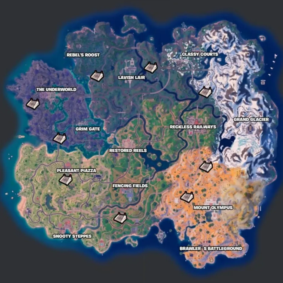 Weapon bunker locations Fortnite map