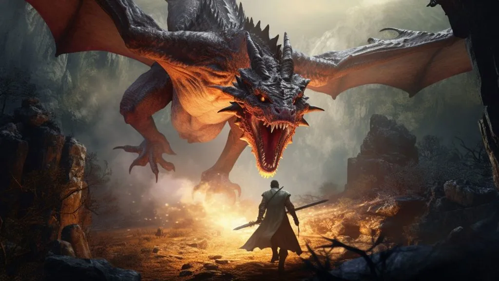 Main character and dragon in Dragon's Dogma 2