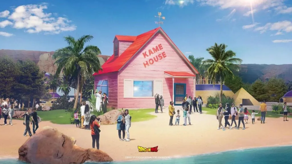 Concept art of the Kame House in the Dragon Ball theme park