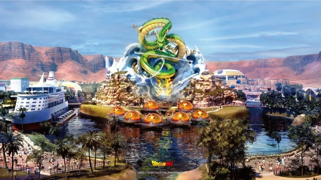 concept art of shenron in the dragon ball amusement park